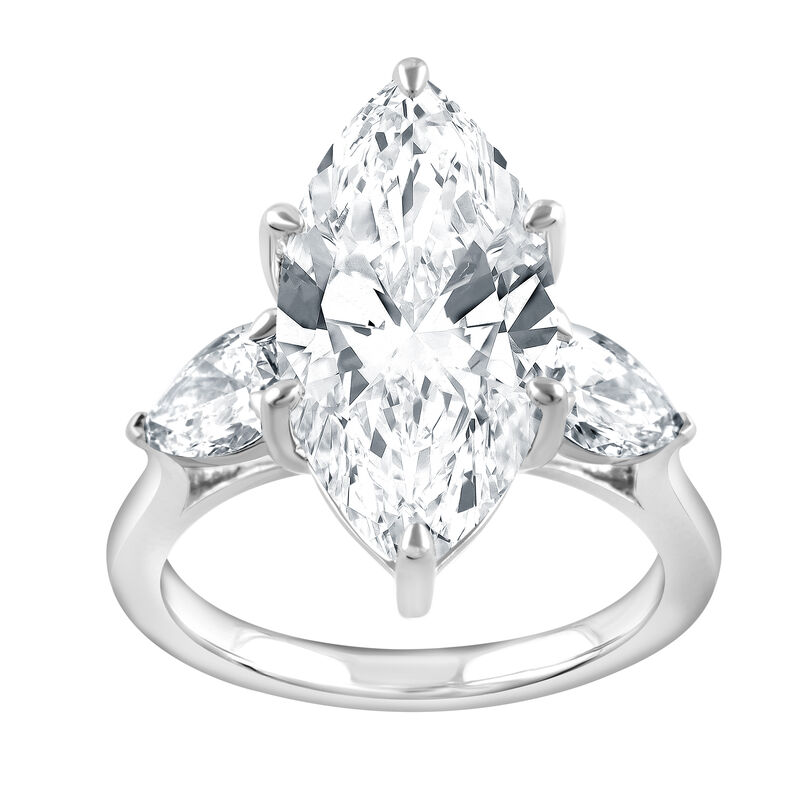 Marquise Lab Grown Diamond 6ctw. Three Stone Engagement Ring in 14k White Gold image number null